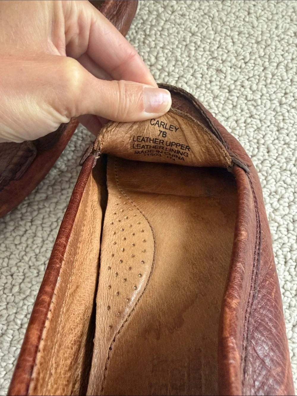 Ralph Lauren Brown Pebbled Leather Penny Loafers with Gold RL Medallion, 7 - Picture 3 of 7